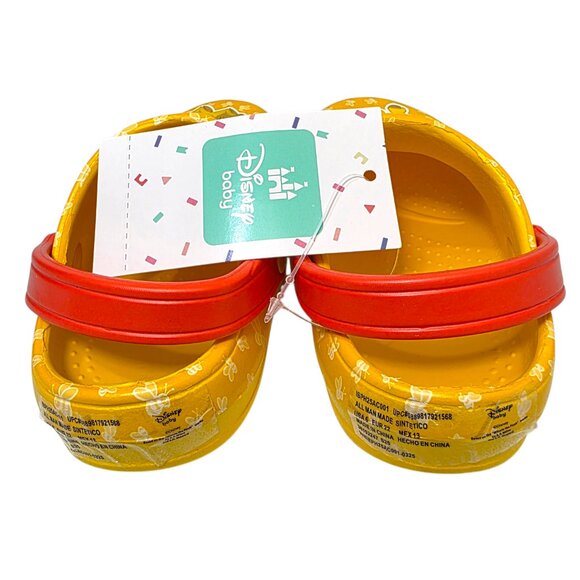 Disney Winnie The Pooh Clogs Toddler Sz 5 & 6 Yellow Easy-On/Off Swiveling Strap - Picture 5 of 7